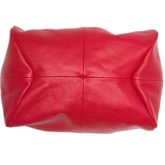 GIULIA Massari top handle bag pebbled red leather removable shoulder strap - Picture 5 of 12